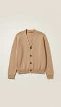 Cardigan a maglia fine sabbia calda
